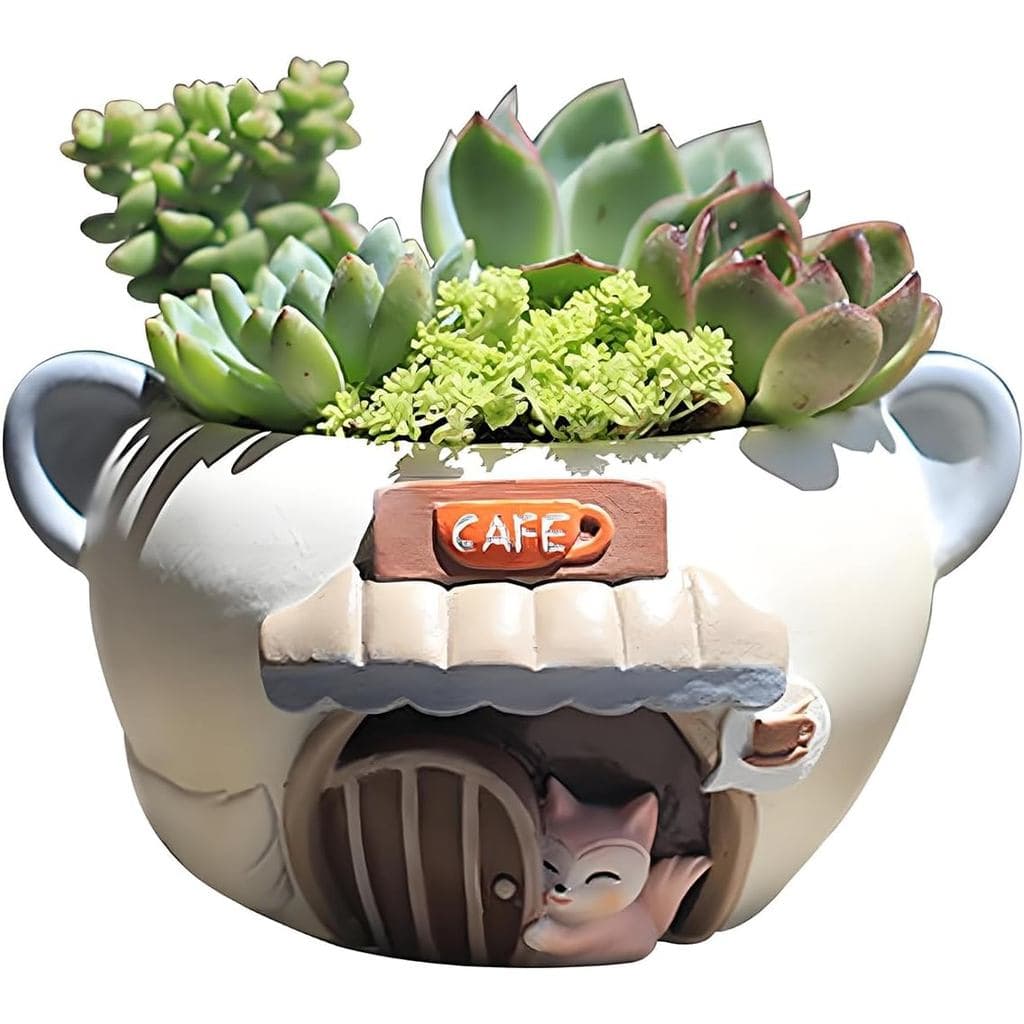 Vaso para suculentas, vaso de 4 polegadas, vaso de plantio, vaso interno com drenagem, vaso de flores interno (Cafe Fox)