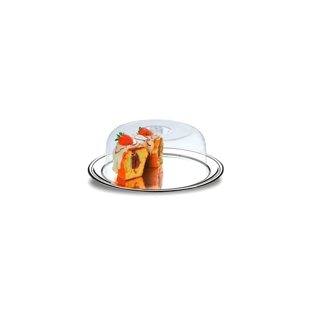 Conjunto Boleira Inox 32cm Brinox com Tampa Transparente Bolos e Tortas