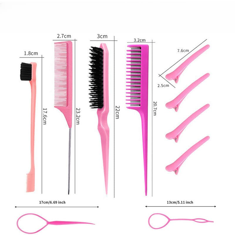 Kit Pente De 10 Peças Com Ferramenta De Trança E Clipe De Bico De Pato Estilo/Escova De Cabelo