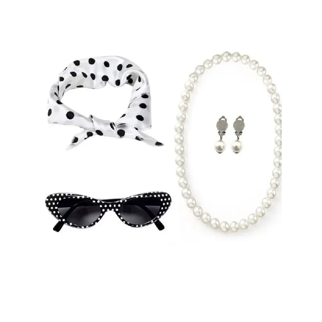 Kit Acessórios Anos 50 60 70 Feminino Fantasia Retrô Vintage
