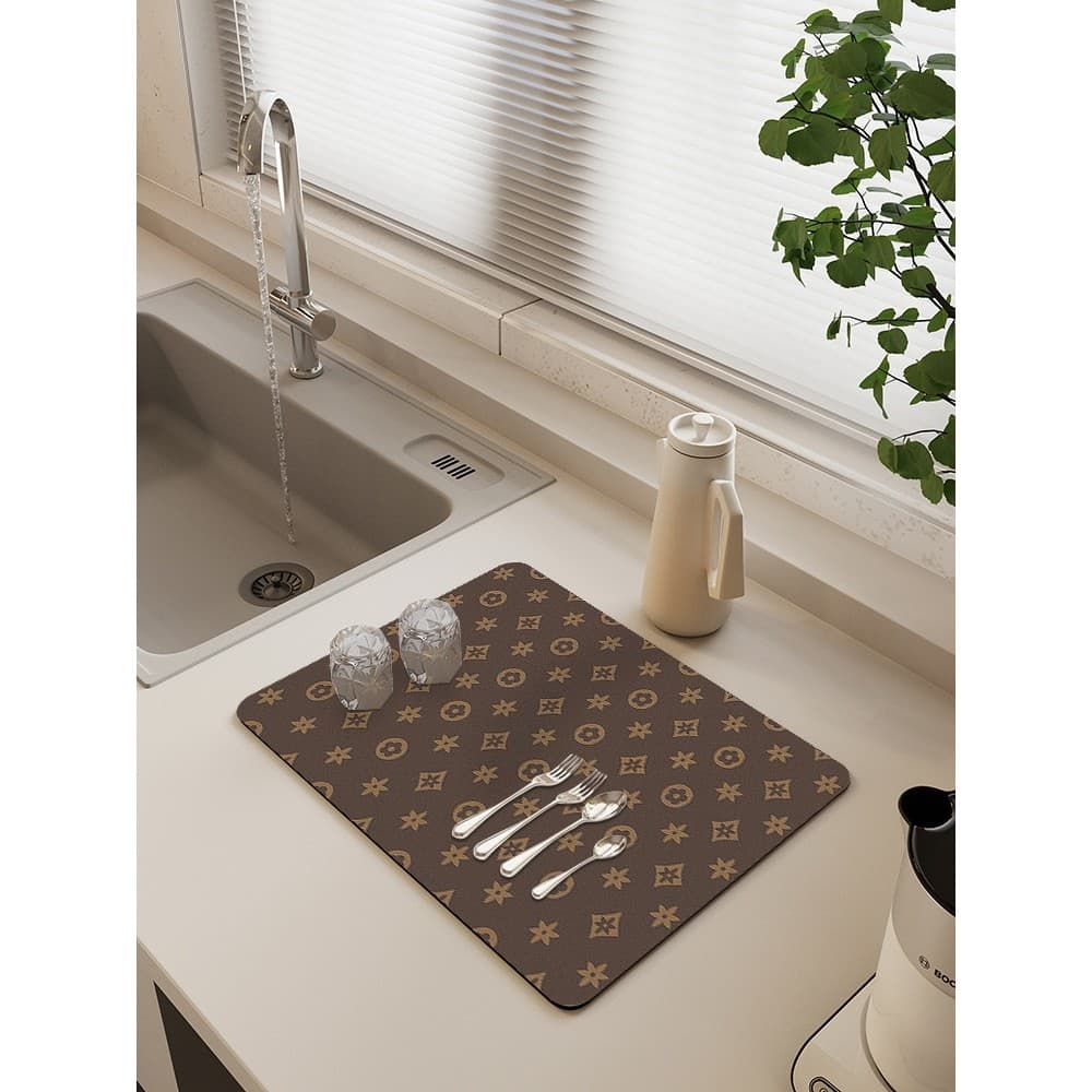 Tapete de drenagem de bancada, cozinha, bar, balcão, copo, prato, secagem, bar, balcão de chá, lavatório, absorvente, ta