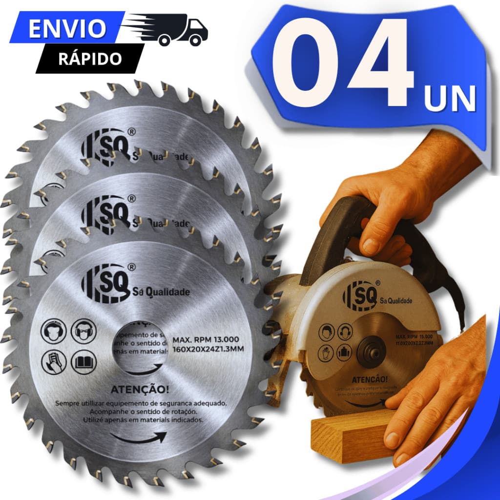 Conjunto Disco de Corte 24 Dentes para Madeira 4" 110x22.23mm Serra Circular Pedreiro Construção