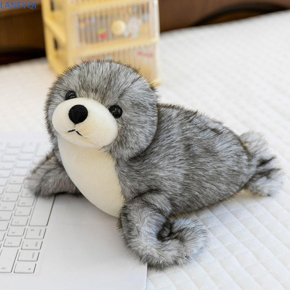 LANFYQI Bonecos De Pelúcia De Animais Do Mundo Marinho , Coleção De Algodão PP , Brinquedos Leão Animal Com Selo Fofo