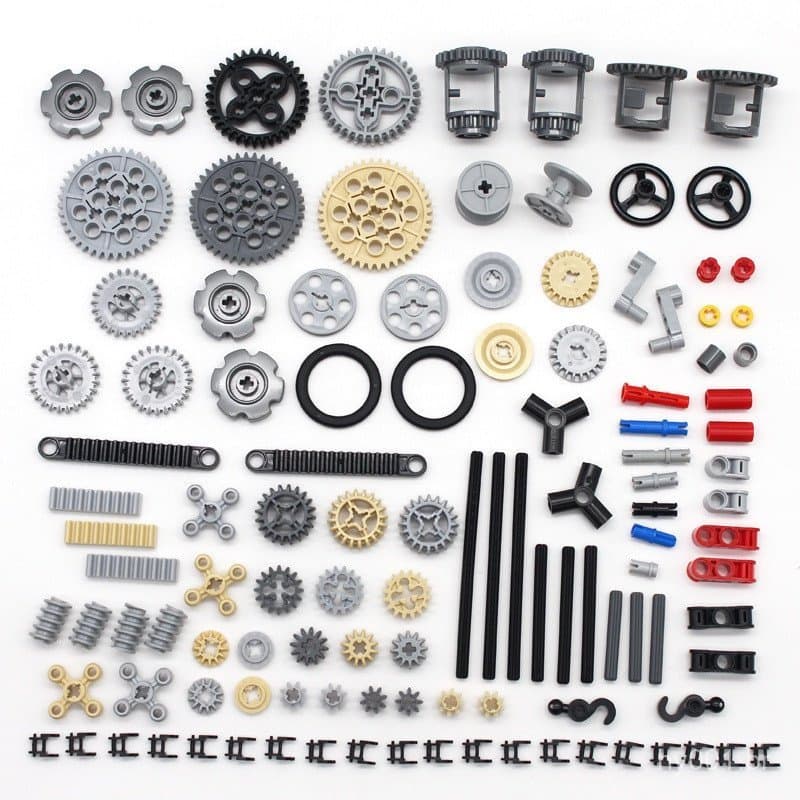 Technic 116 peças MOC, Engrenagens, Eixo Cruzado, Conectores de Pinos, Rodas, Blocos de Montar para Construção de Carros