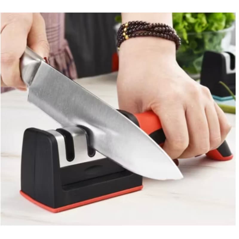 Amolador Afiador De Facas Em Aço Inox Profissiona Com 3 Afiadores Profissional 21.5x5,8x5,1 CM
