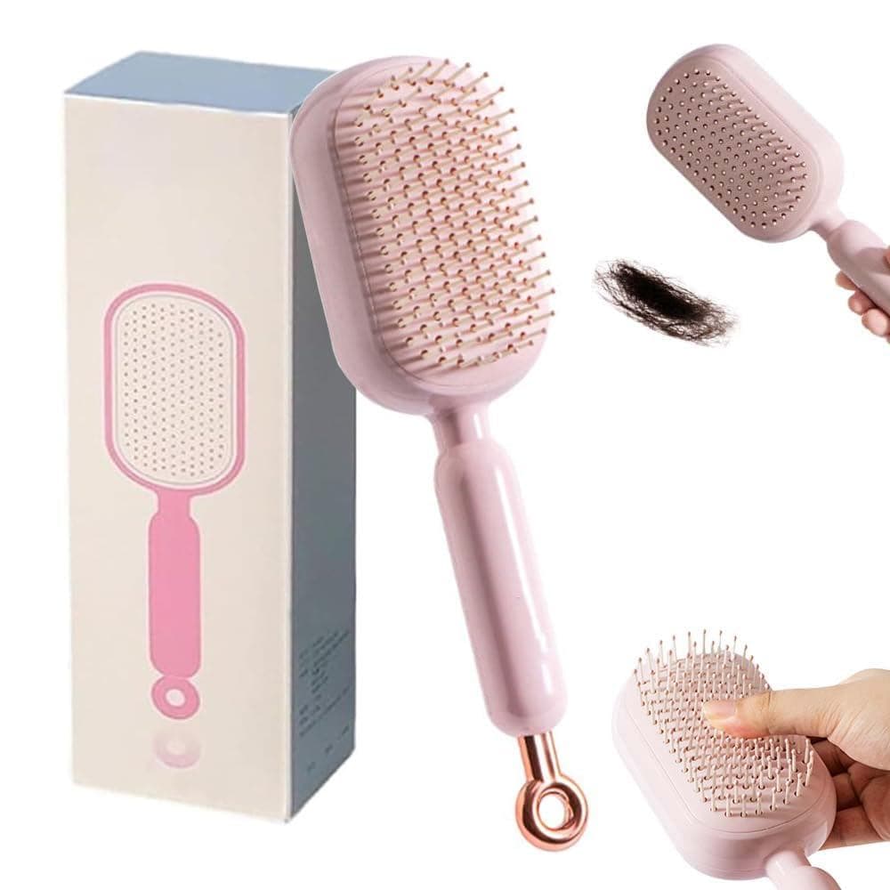 Versão atualizada de 2026 da escova de massagem com almofada retrátil, escova de cabelo antiestática e autolimpante para