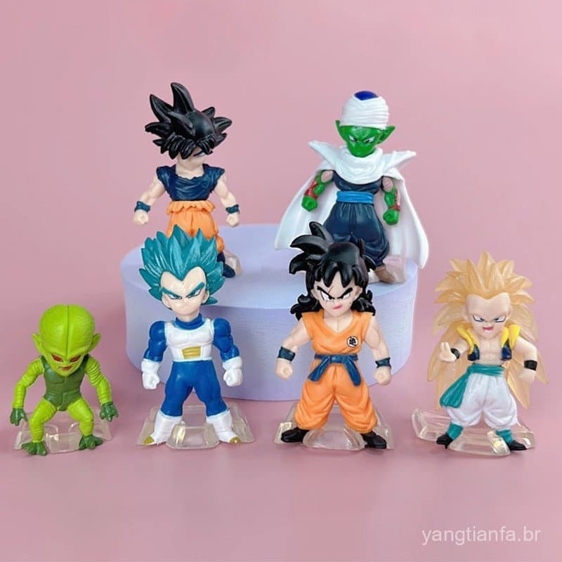 6Pcs/Set 4-9cm Anime Bola De Dragão Z Figura Filho Goku Vegeta Super Saiyan Frieza Broli Célula Torankusu Piccolo Gotenk