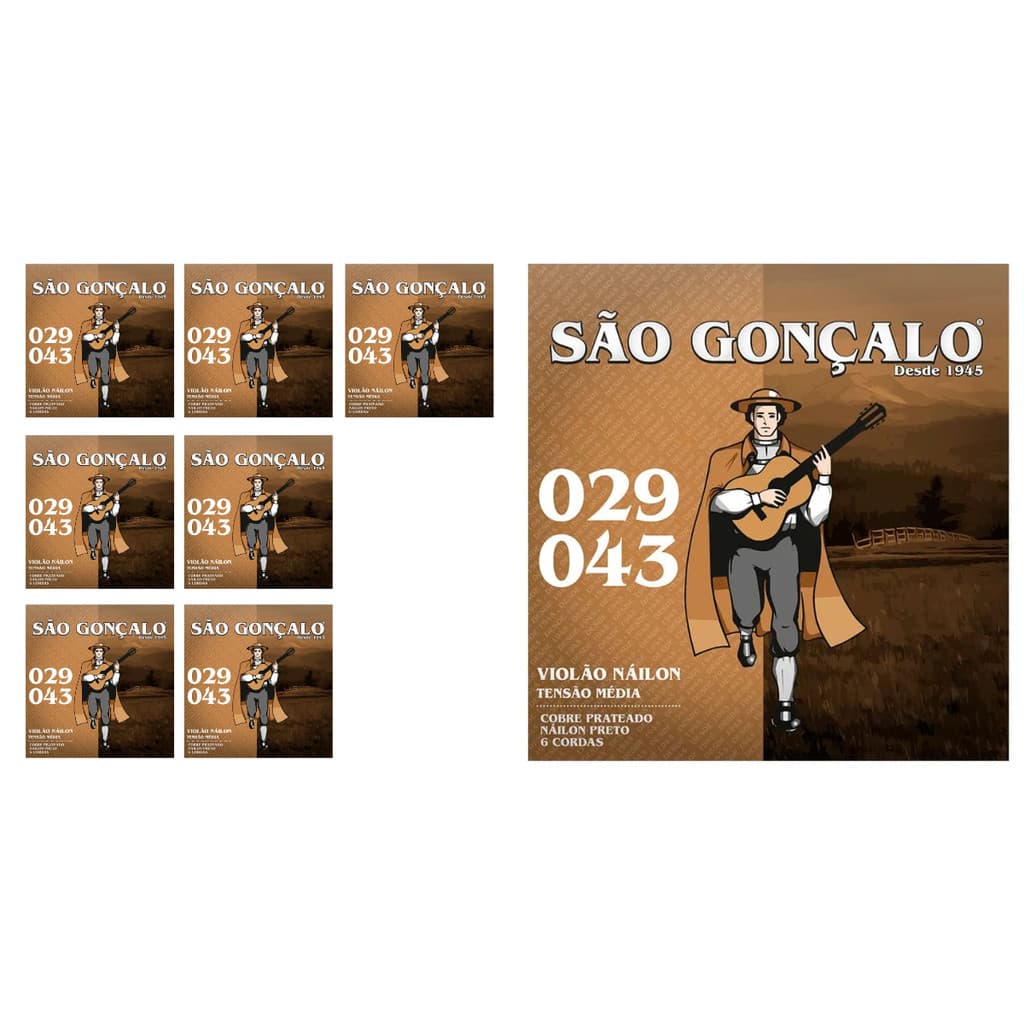 Kit 8 Jogos de Cordas P/Violão Nylon São Gonçalo