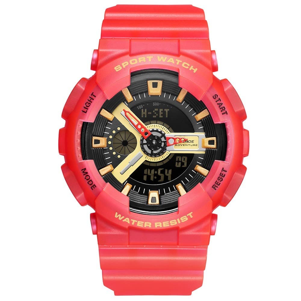 Relógio Masculino Weide AnaDigi WA3J8004 Vermelho e Preto (Resistente à água 5ATM, Esportivo, Despertador, Cronômetro)