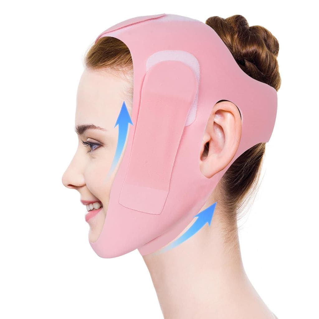 Máscara de Lifting Facial em V, Redutor de Queixo Duplo em Silicone Macio, Faixa de Queixo para Dormir - Modelador de Li