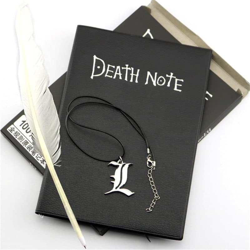 Conjunto De Caderno De Anime Death Note , Diário De Couro E Caneta De Pena De Colar Para Papelaria