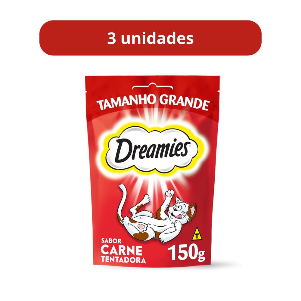 Petisco Dreamies Carne Tentadora Gatos Adultos 150g - 3 Unid.