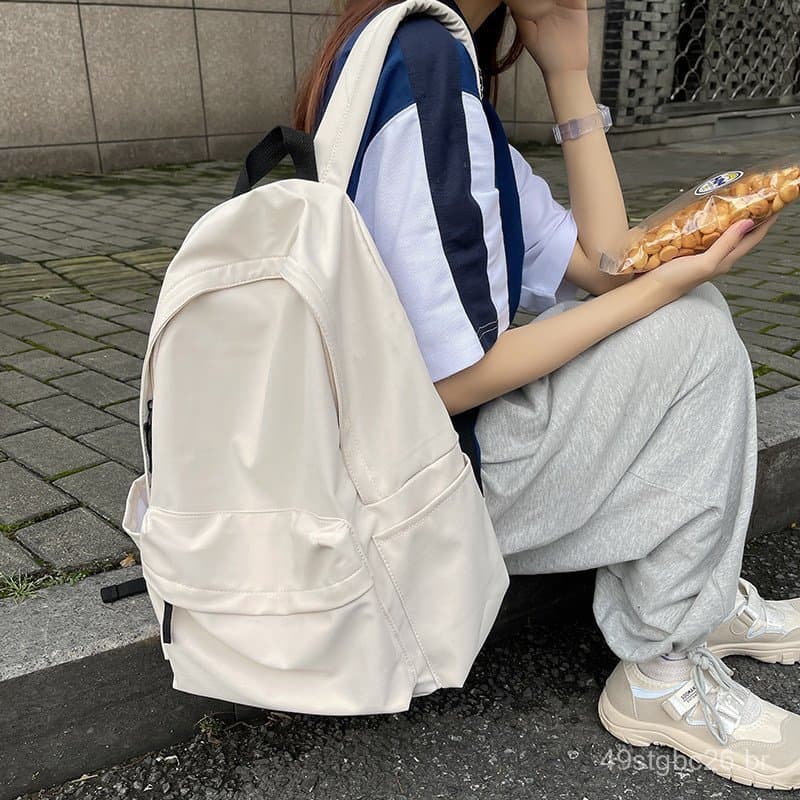 Mochila escolar para estudantes universitárias, versão coreana, grande capacidade, mochila simples de cor sólida para la
