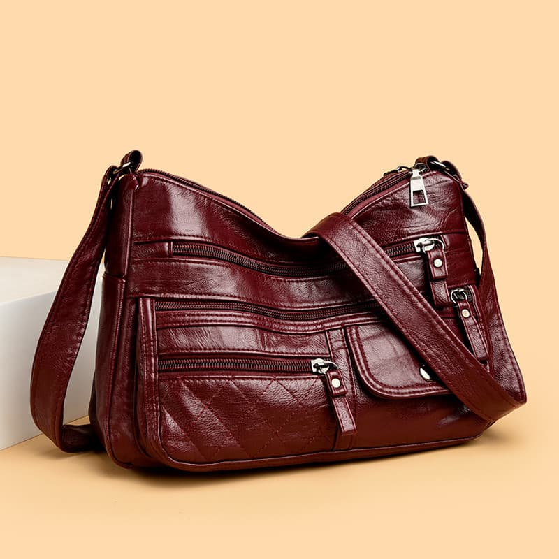 Bolsa feminina de couro macio 2025 novo estilo versão coreana bolsa de ombro Retro pequeno saco de couro lavado moda Cas