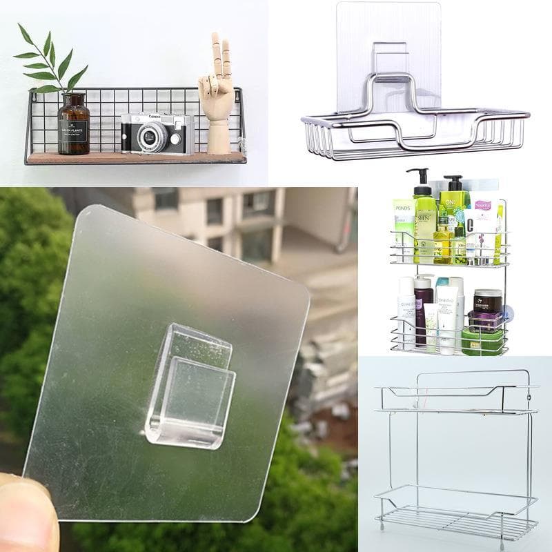 Transparente adesivo adesivo fivela perfuração-livre forte adesivo prateleira de parede remendo gancho adesivo fixador c