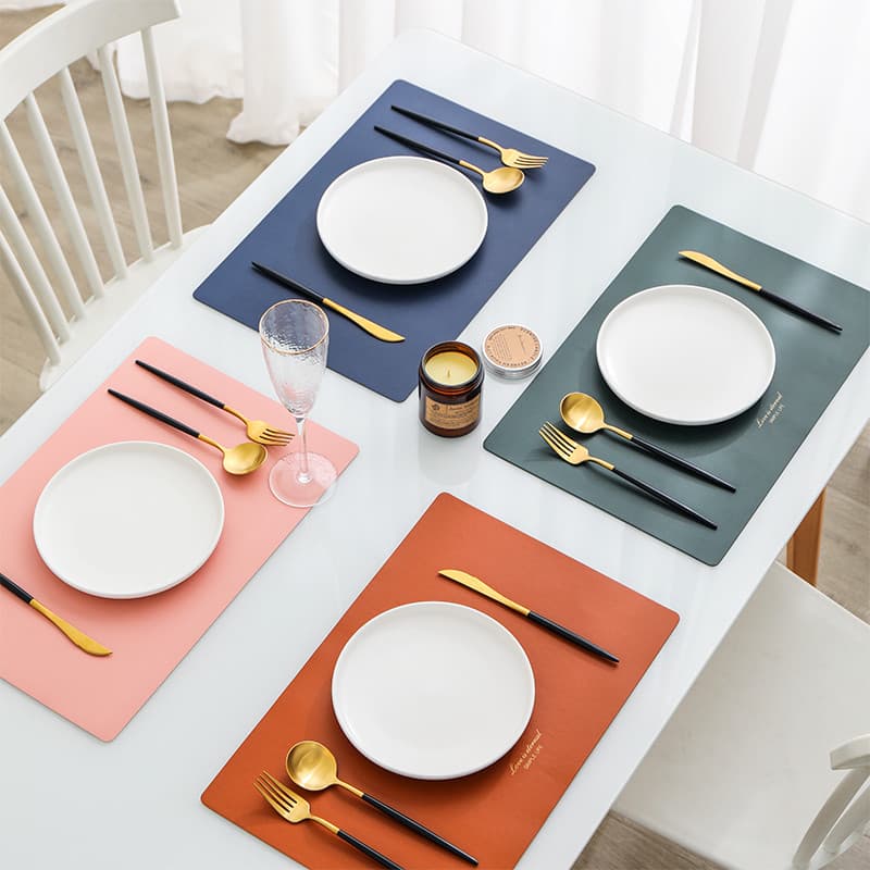 Tapete de mesa ocidental de couro estilo nórdico, à prova d'água, à prova de óleo, isolamento térmico, Anti-escaldante,