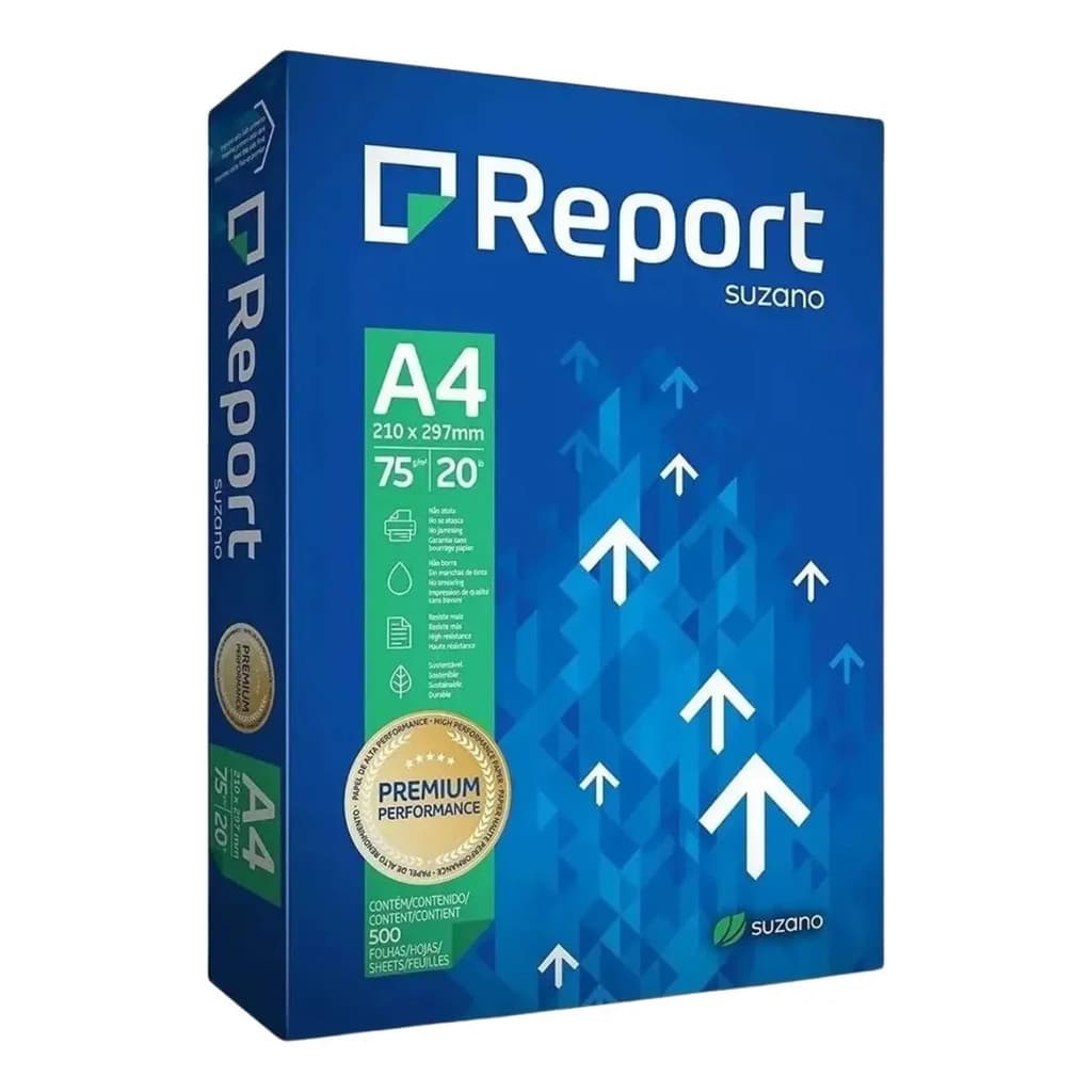 Papel Sulfite Premium A4 75g 500 Folhas Report Branco