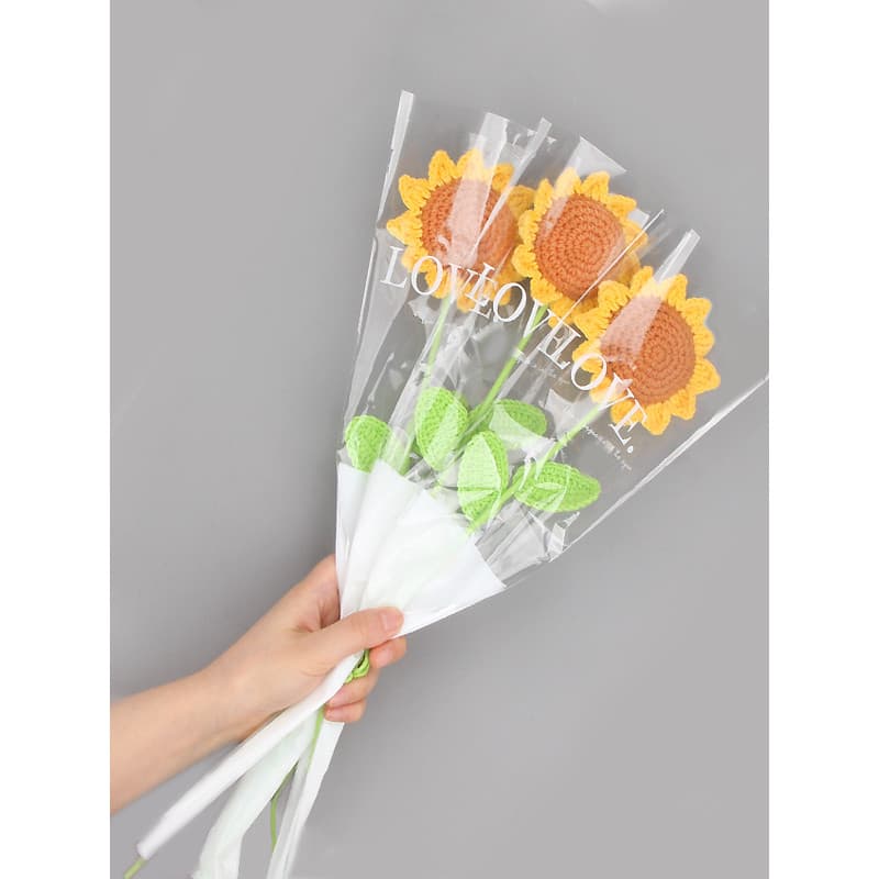 Pacote de material de flor de girassol feito à mão, pacote de material diy, produto acabado, crochê, feriado, presente d