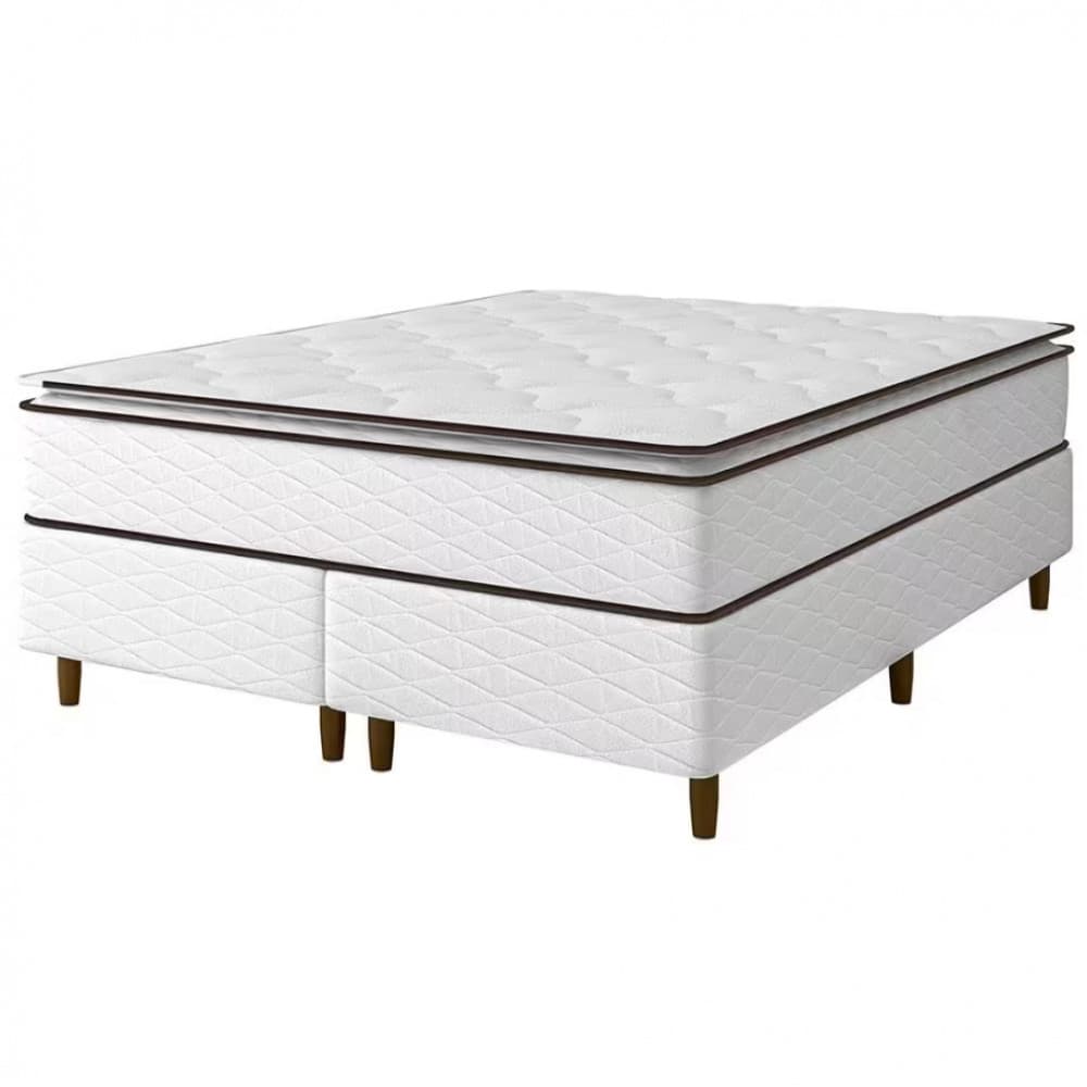Cama Box Queen Size New Itlia com Molas Ensacadas e Pillow Top D26 63x158x198cm Umaflex