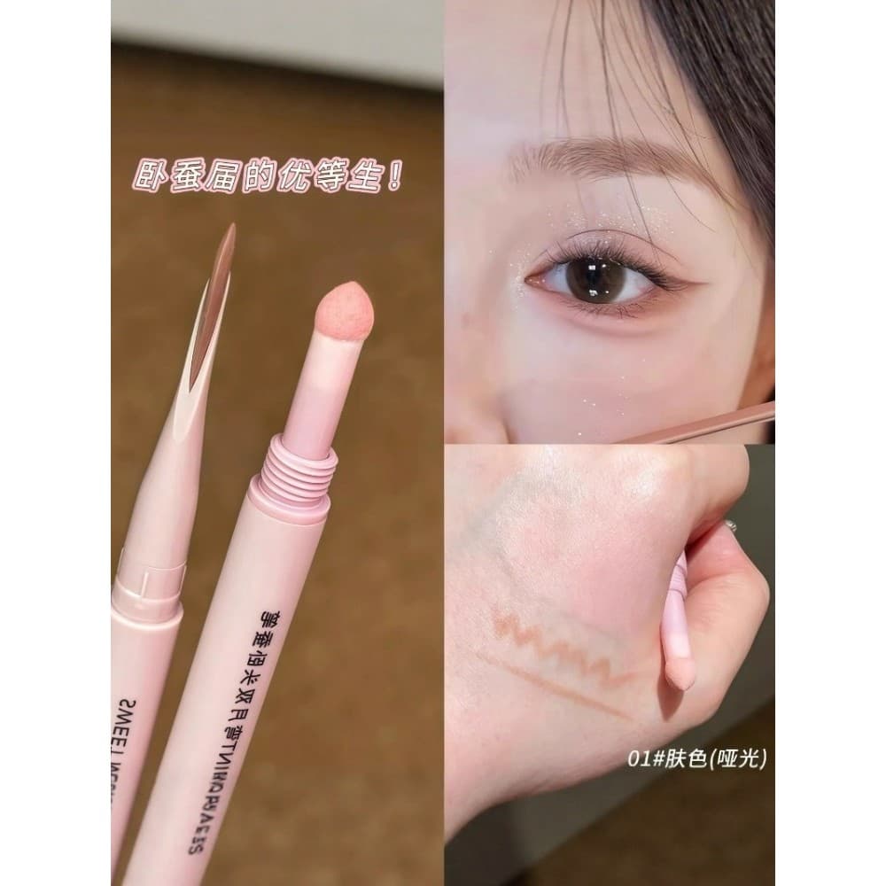 Bicho-da-seda deitado da mãe estilo coreano ~ Caneta de bicho-da-seda de duas cabeças Sombra Caneta iluminadora Delinead