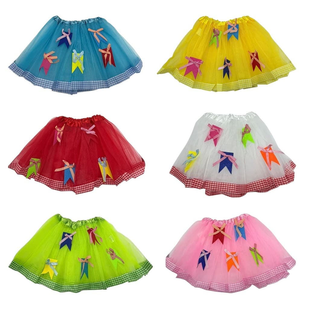 Saia Junina Infantil Tule Colorido Roupa Festa Junina São João