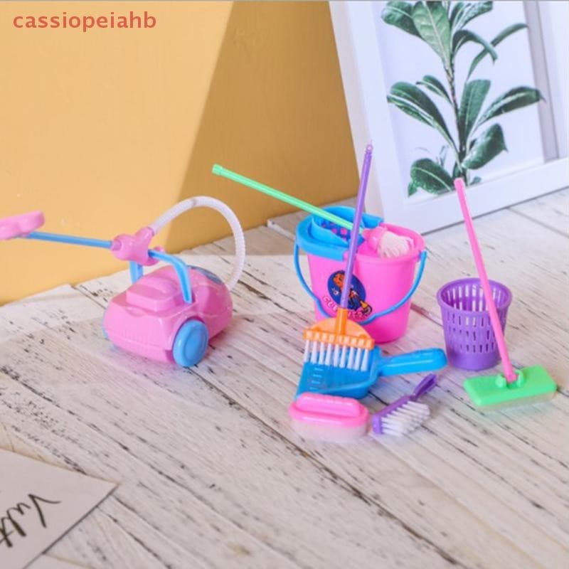 9 Peças Mini Mop Vassoura Brinquedo Conjunto de Ferramentas de Limpeza Casa de Bonecas Limpeza J8FZ