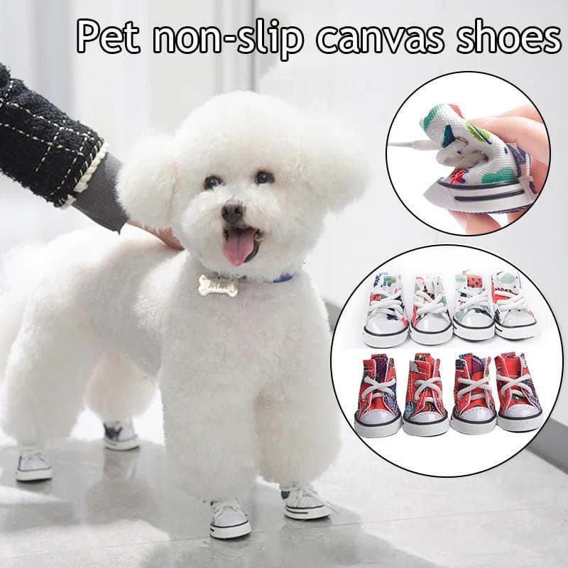 Bota De Cachorro De Estimação Denim Lona Sapatos Para Cães Gato Respirável Casuais Teddy Antiderrapante Botas Pequeno Ch