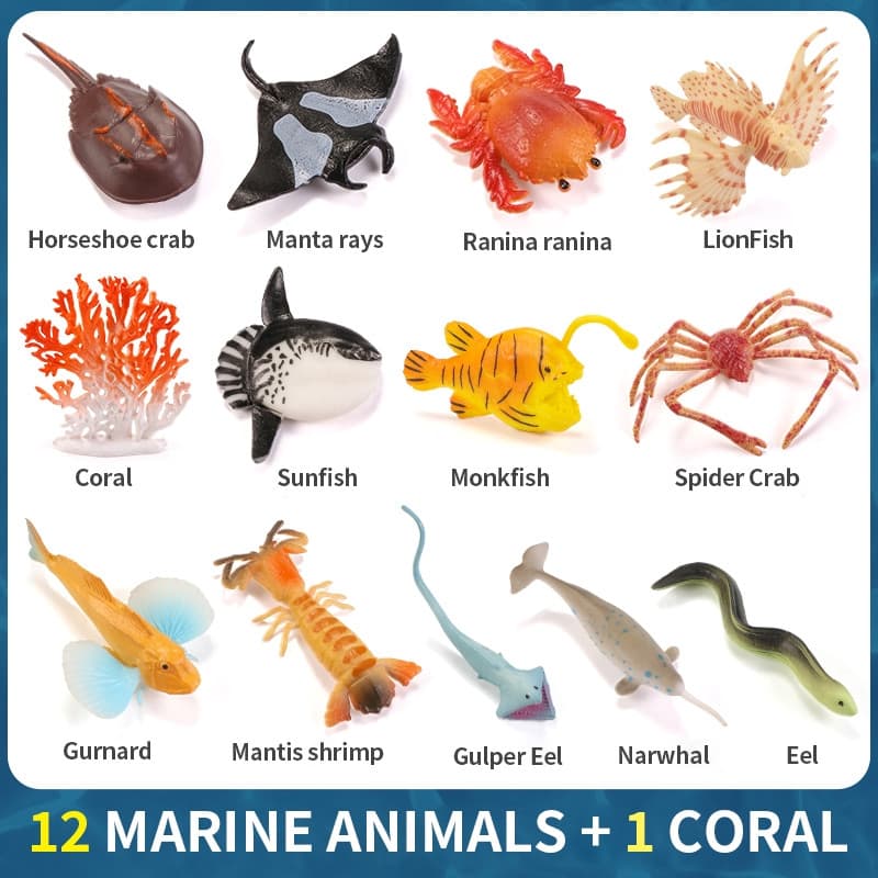 Mini Pinguim Baleia Tubarão Vida Marinha Tartaruga Golfinho Raios De Modelo De Ação Animal Marinho Figuras Miniatura De