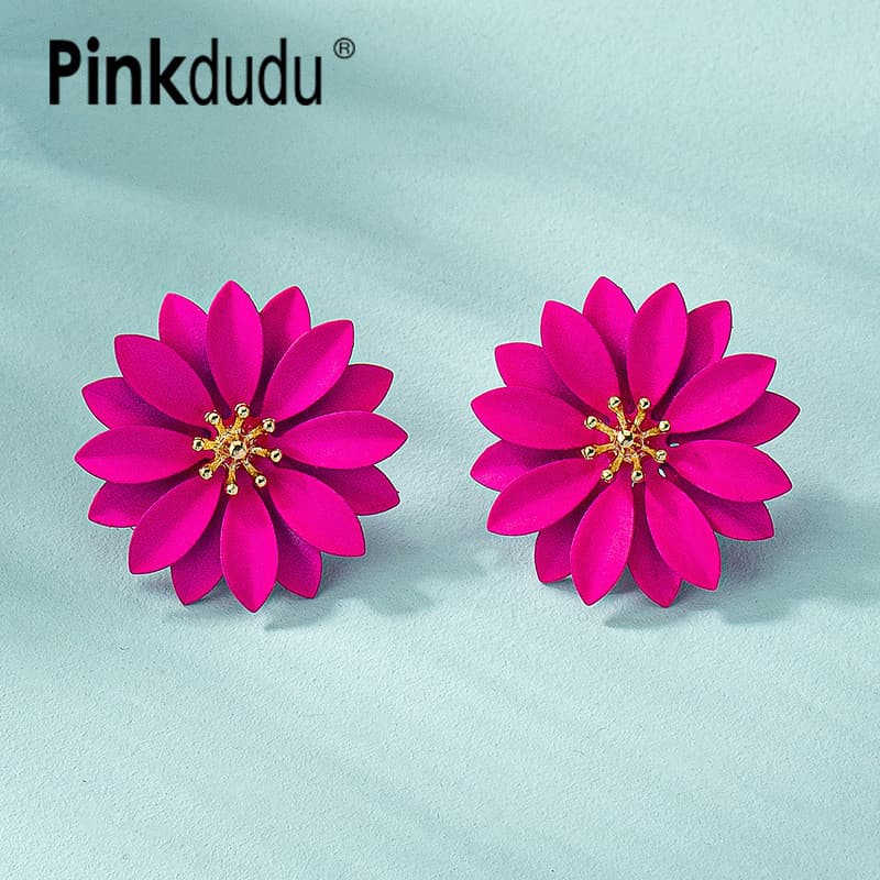 Pinkdudu Frosted Vintage Flower Stud Brincos De Flor Sweet Temperament Moda Jóias Acessórios Para Mulheres PD1754