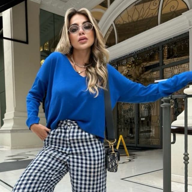 Blusa Modal Feminina Estilosa Oversized Ampla Manga Longa Tricot Fina Elegante