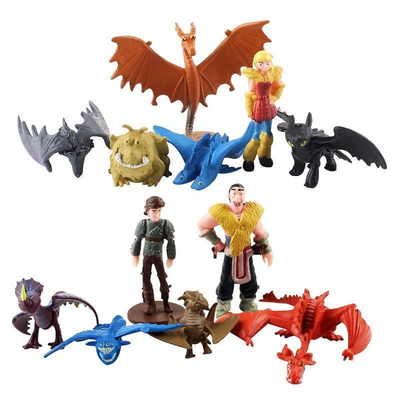 12Pcs/Set 4-7cm Como Treinar Seu Dragão Escondido Zippleback Monstroso Pesadelo Nocturno Desdentado Fúria Nocturna Q Ver