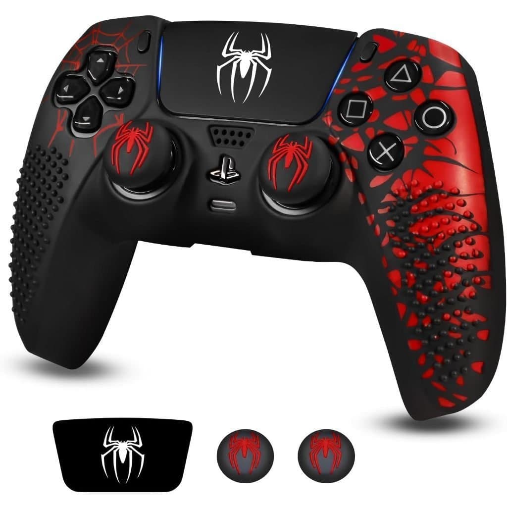 Capa Protetora de Silicone para PS5 com Adesivos para Joystick e Touchpad - Homem-Aranha 102L