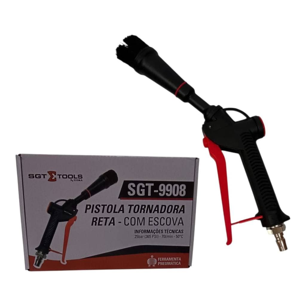 Mini Tornador Reto C/ Escova Pistola Limpeza Automotiva Sgt