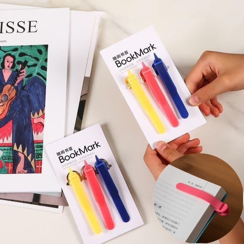 3pcs Marcadores De Página , Clipes De Silicone , Rastreadores De Memória , Ferramentas De Leitura