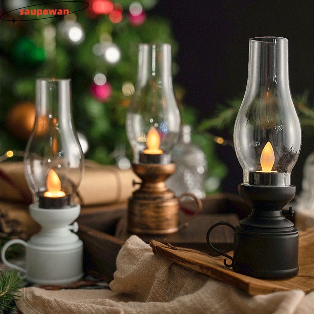 Lâmpada Eletrônica De Querosene SAUPEWAN , Decoração Retrô De Luz Noturna LED , Para Casa De Mesa