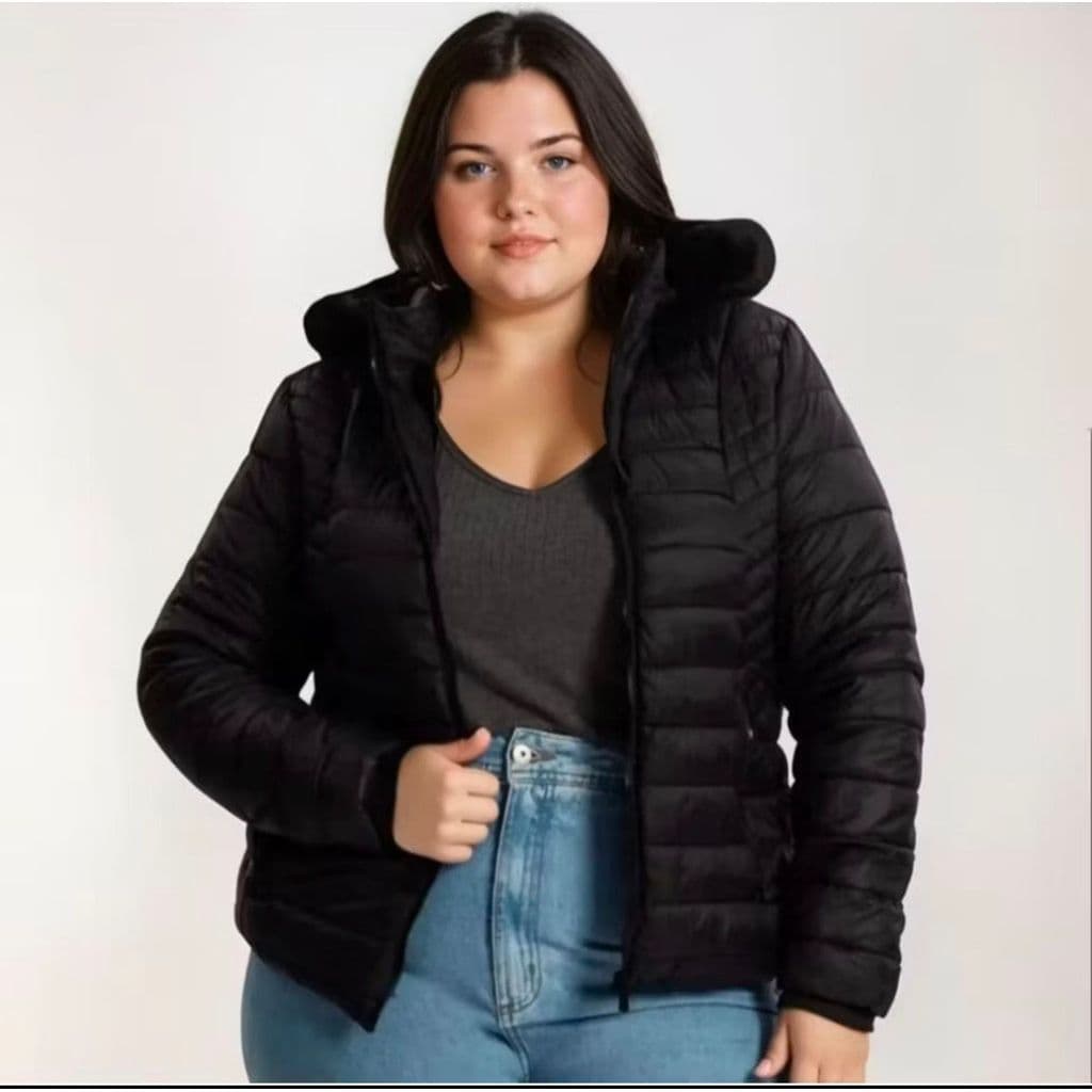 Jaqueta Feminina Bobojaco Puffer Forrada Impermeável Plus Size