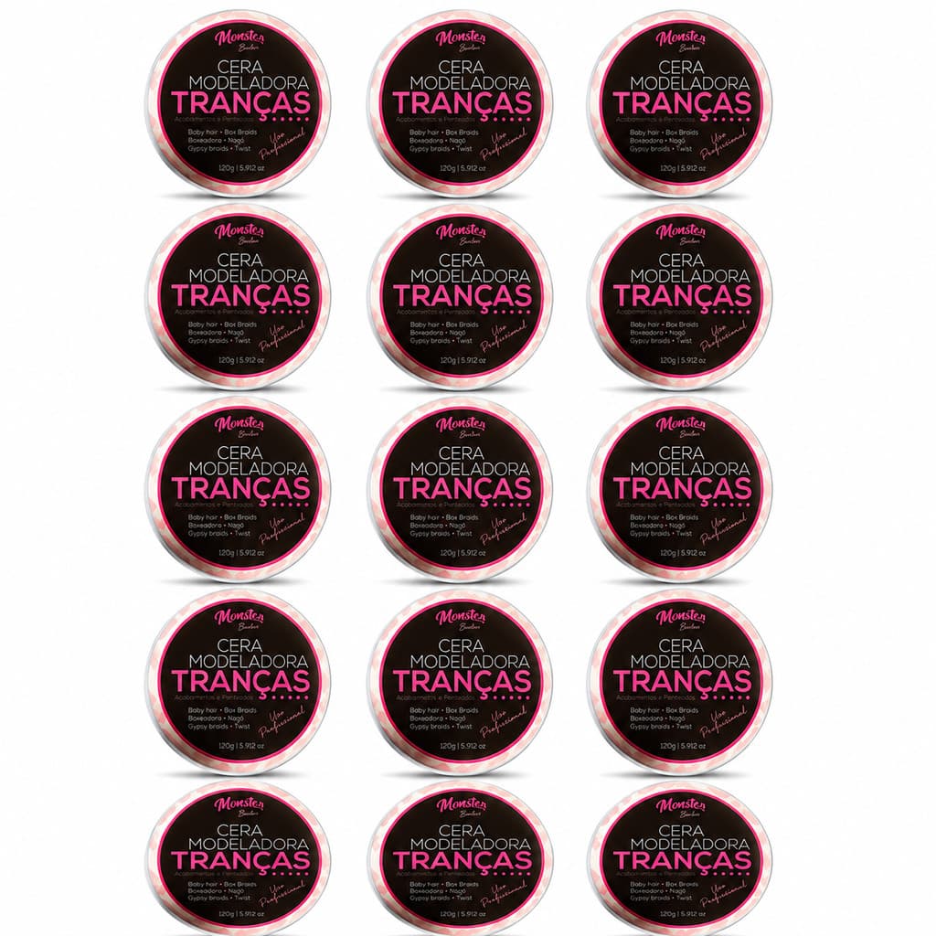 15 cera Modeladora Tranças Incolor Cabelo Box Braid Baby Hair Nagô Boxeadora Baby Hair low Poo 120gr monster