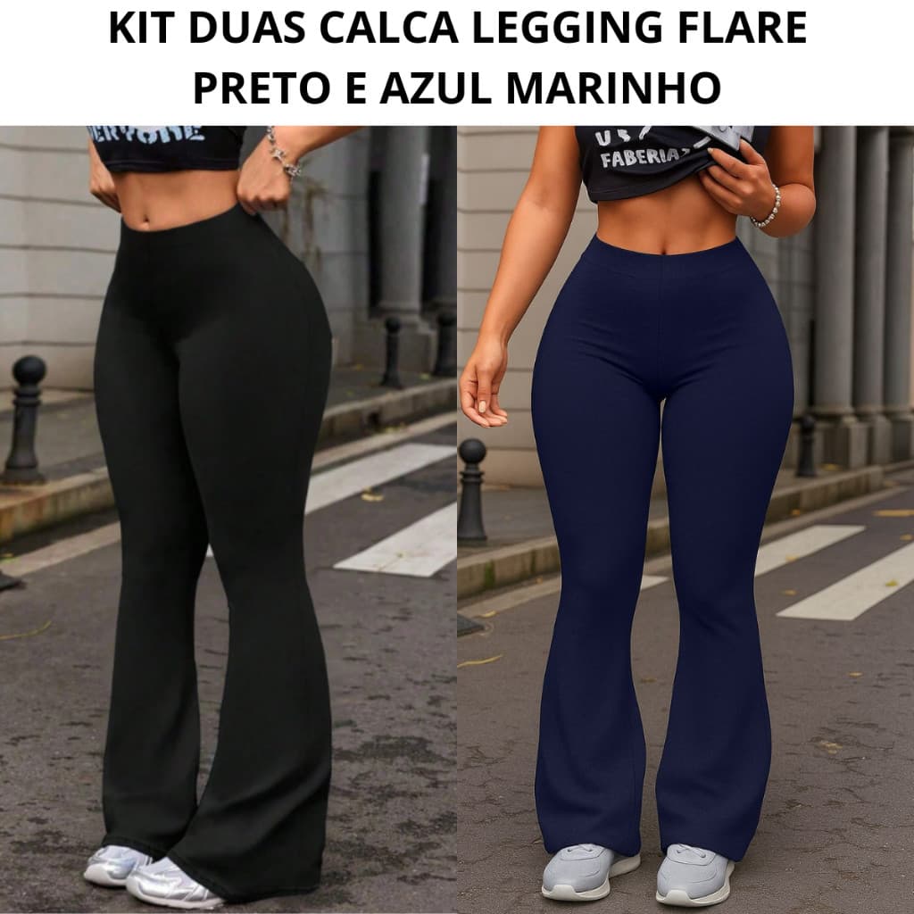 KIT 4 Calça Legging Flare Flanelada Leg Boca De Sino Bailarina Grossa Zero Transparência