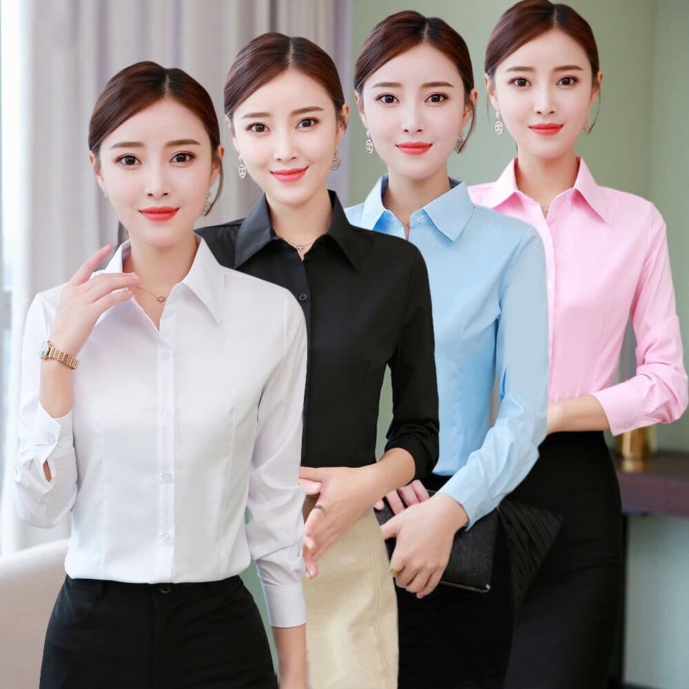 Camisa branca elegante de manga comprida feminina versão coreana tamanho grande roupa profissional Top 2026 novo estilo