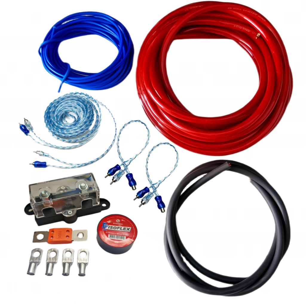 kit Fiação para Instalação Som Modulo 1200w Á 2000w RMS 100% COBRE fio 16MM