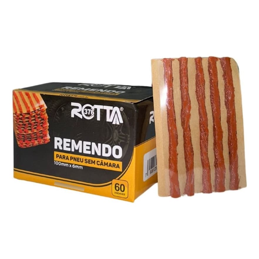 Inserto Reparo de Pneus 6mm Macarrão sem Câmara Rotta Caixa Com 60 Pçs