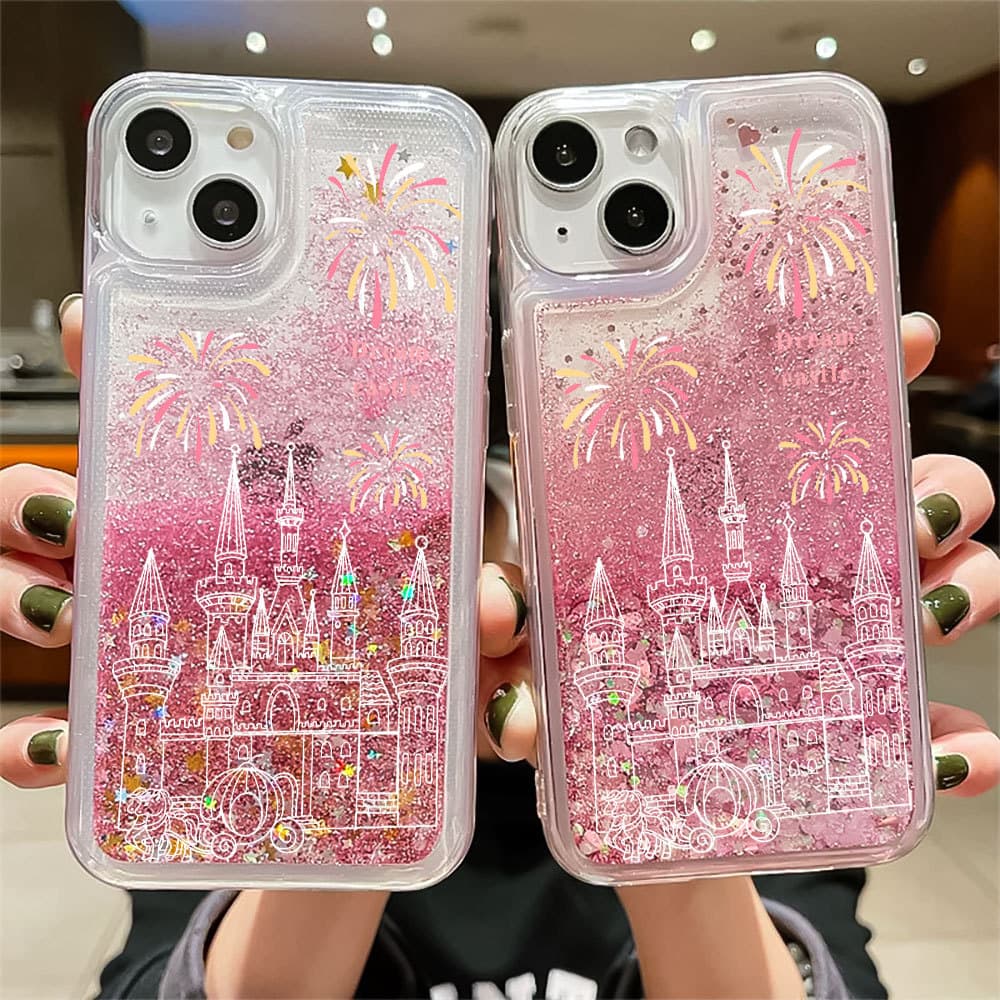 Fogos de Artifício Clara Liquid Glitter Sequin Capa Capinha Para iPhone XR XS 11 12 13 14 Plus 15 16 17 Air Pro Max
