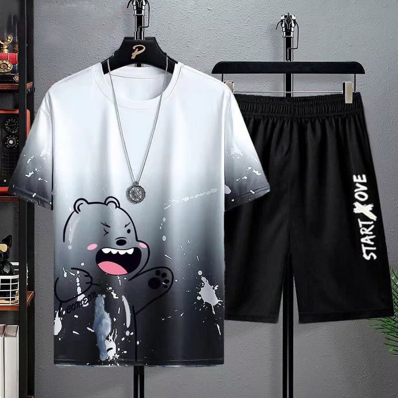 Terno esportivo Casual masculino 2026 novo estilo Street Wear Shorts de manga curta verão bonito combinando um conjunto