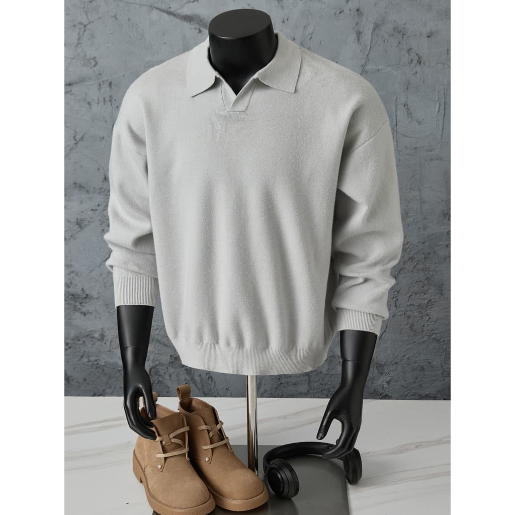 Homens outono inverno exterior usar interior Casual cor sólida lapela camisola confortável camisola americana na moda ca