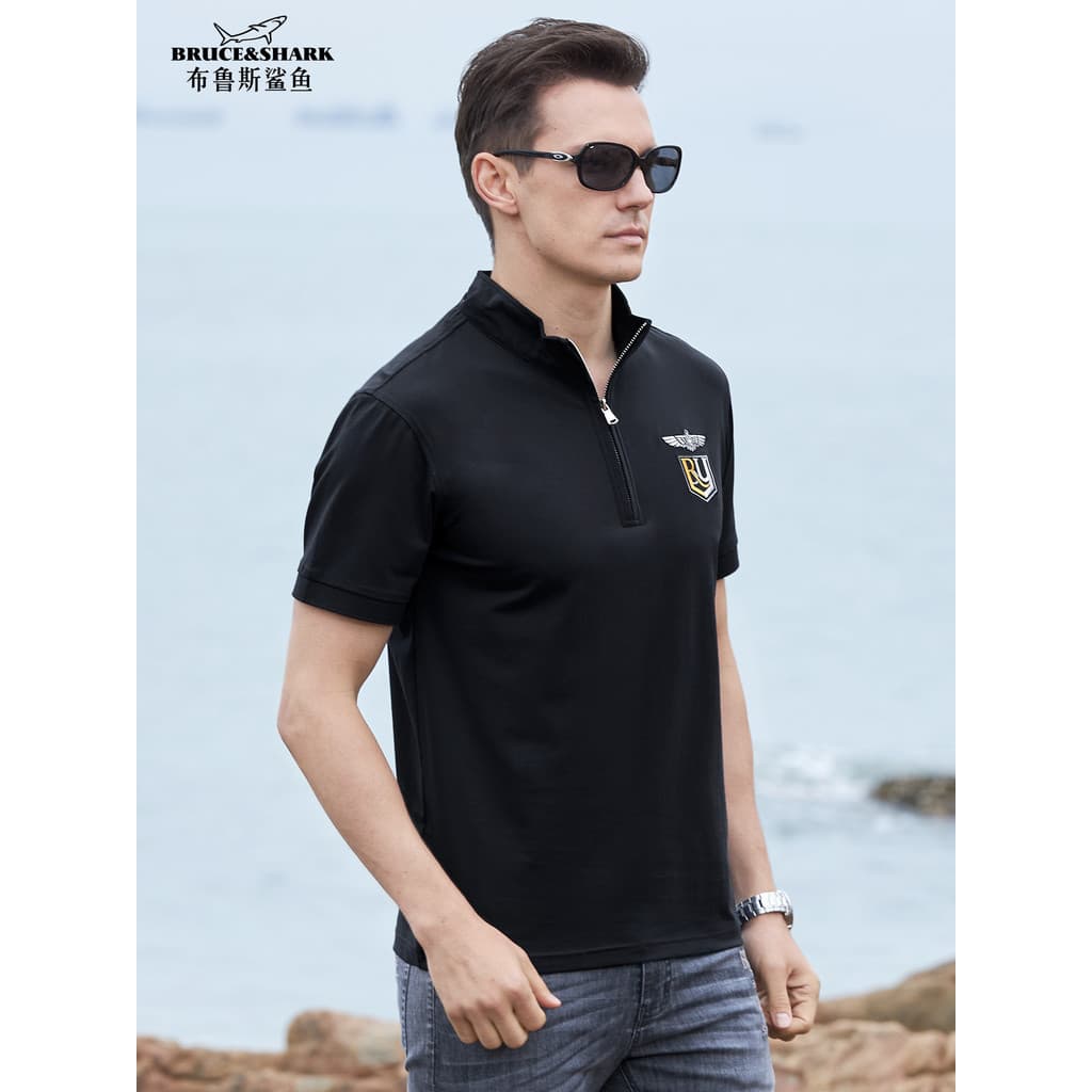 Camiseta de verão masculina de manga curta camisa Polo Bruce Shark Street Wear Plus Size masculino fino camiseta solta t