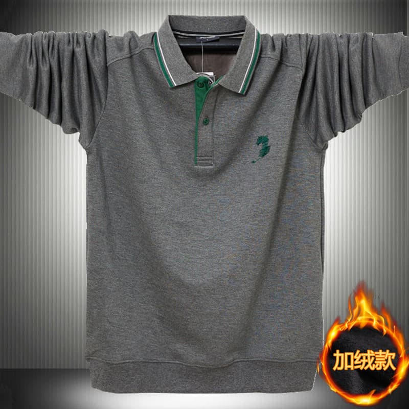 Outono inverno lapela engrossado manga comprida camiseta camisa de fundo velo moletom masculino simples na moda único B