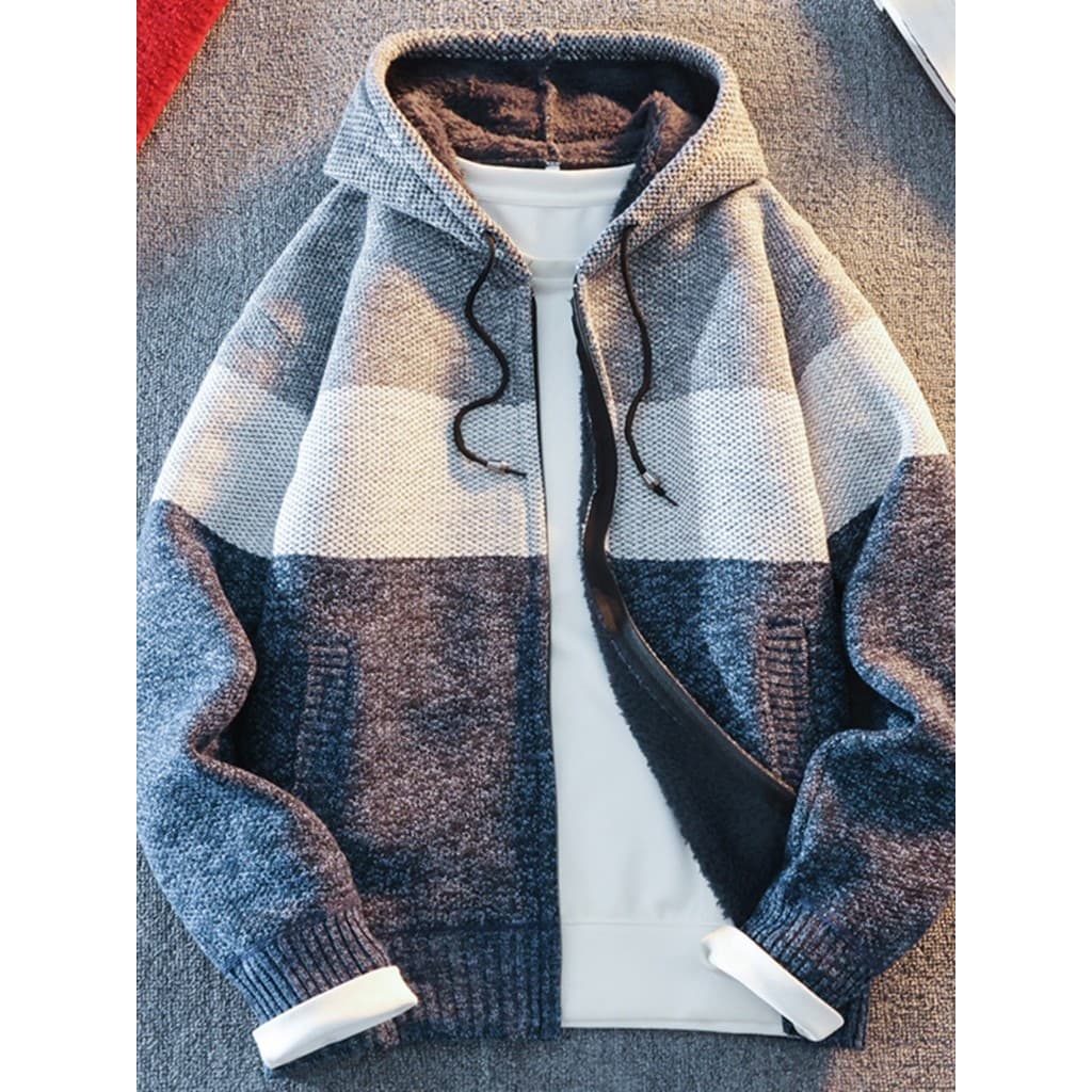 2025 novo estilo jaqueta de malha masculina outono inverno com capuz Cardigan solto Casual na moda juventude camisola ja