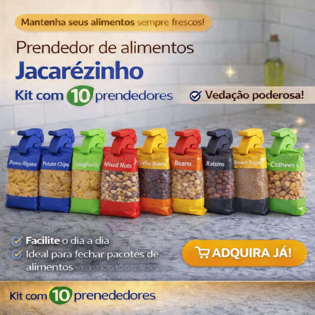 Kit Prendedor de embalagens alimentícias Jacarézinho-organização-vedação