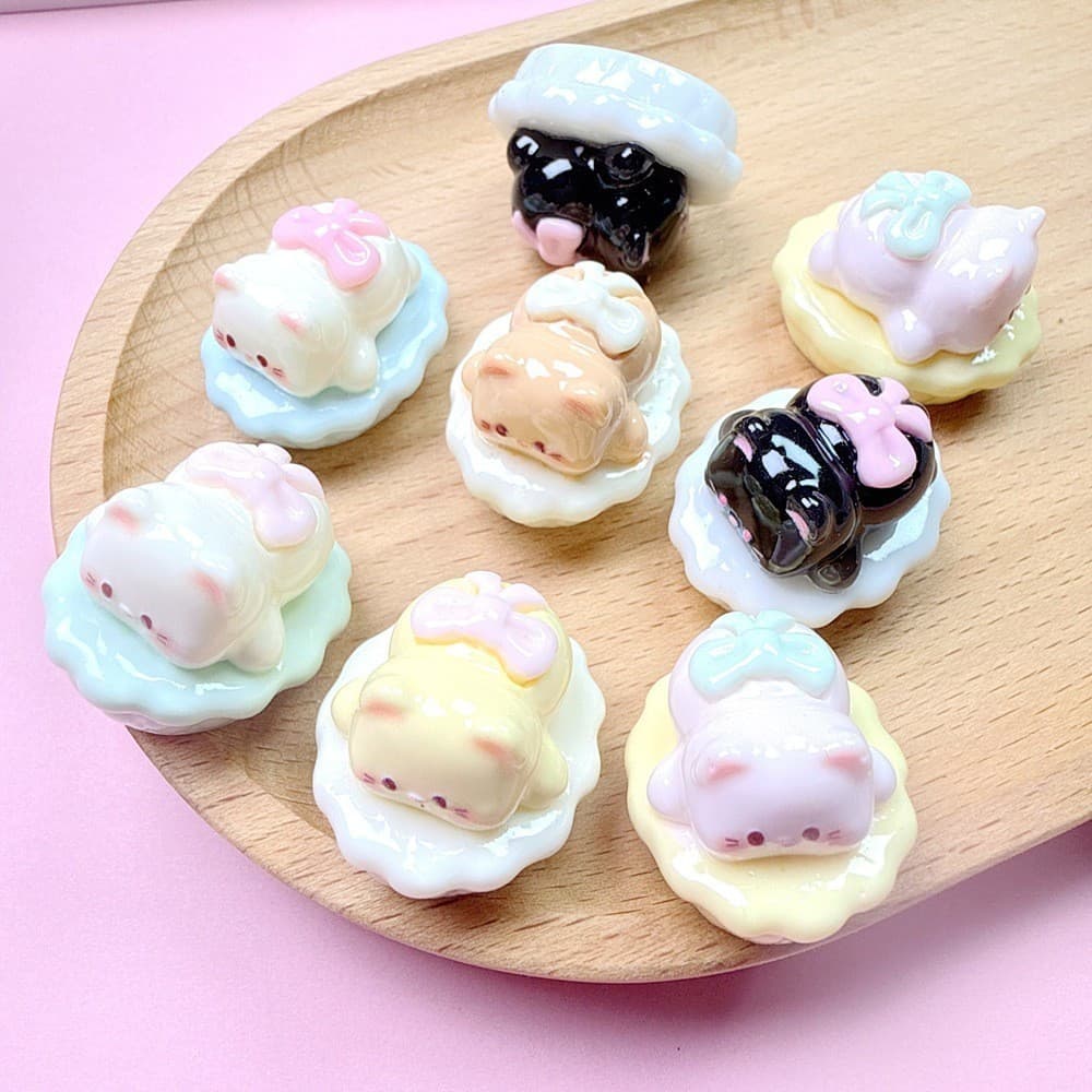 5 Pçs Mini Bonito 3D Cão Bolo Resina Cabochão Simulação Comida Falsa DIY Scrapbook Artesanato Decoração Do Telefone Aces