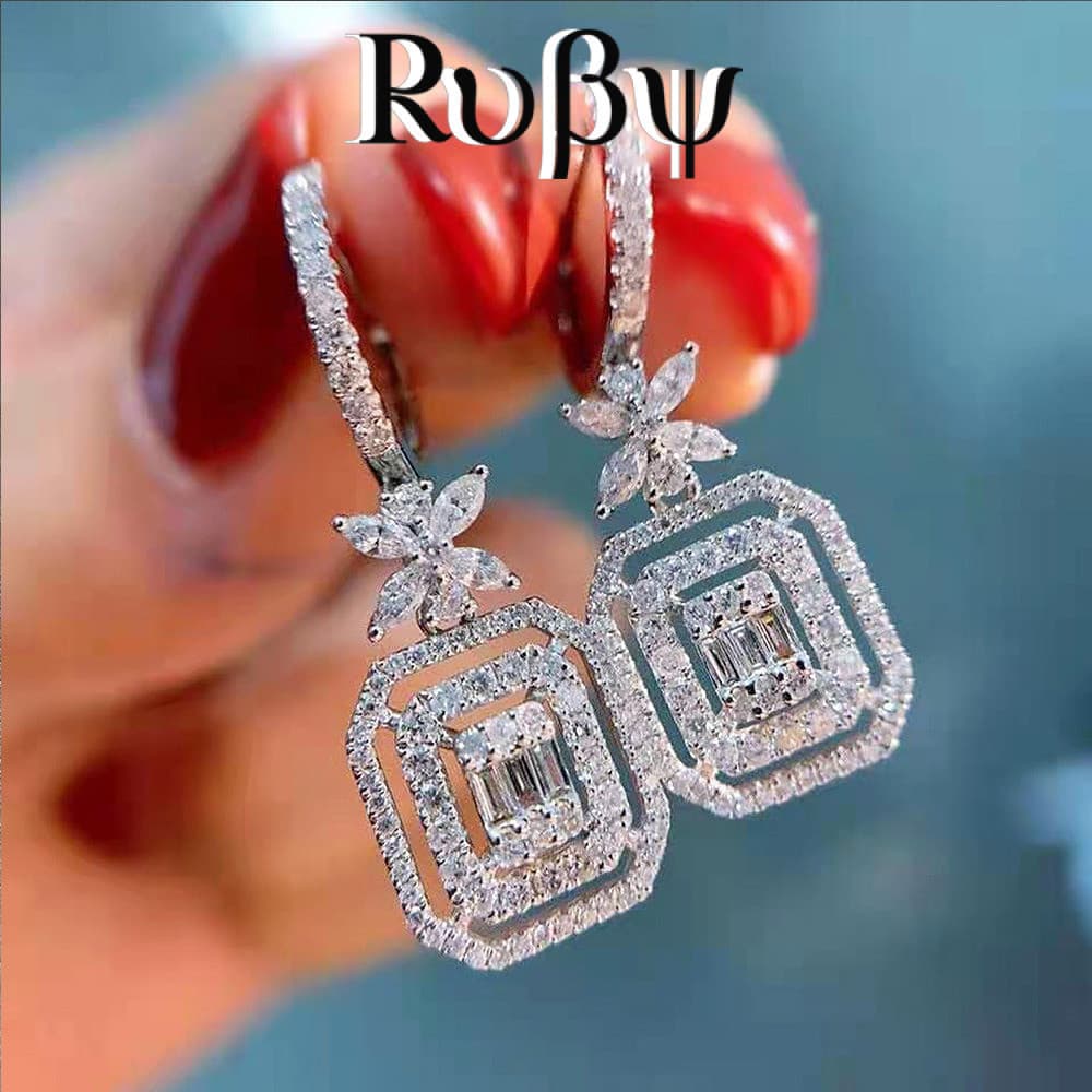Ruby * Brincos longos femininos estilo Designer cheio de diamante Micro-incrustado zircão brincos de arco Super fada